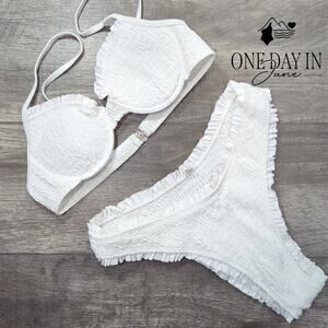 Aleumdr Underwire Smocked Bikini Swimsuit Size S